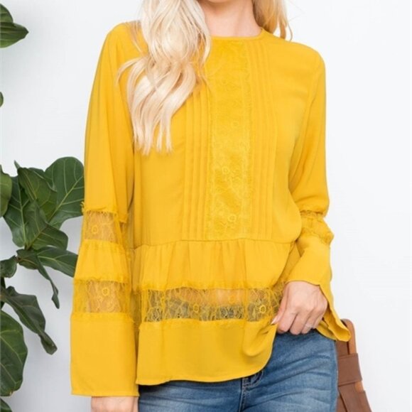 YELLOW Lace detailed Blouse - Picture 3 of 9